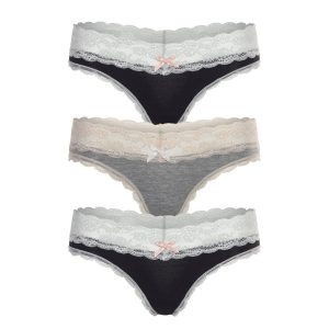 Ahna Thong 3-Pack in Black Silver/Heather Grey/Black Silver