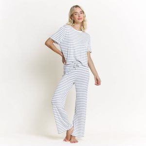 All American Tee Pant Set In Ivory Stripe