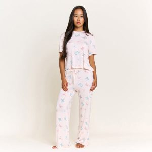 All American Tee Pant Set in Powdery Peach Butterflies