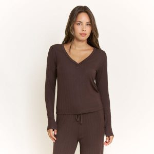 Cloud Modal Long Sleeve Top in Chocolate
