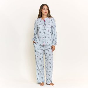 Good Life Long Sleeve Pant Set in Cool Blue Picnic