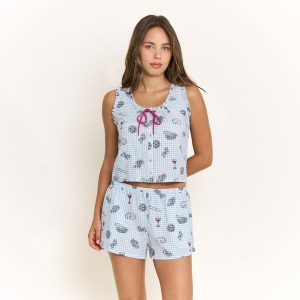 Good Life Tank Shortie Set in Cool Blue Picnic