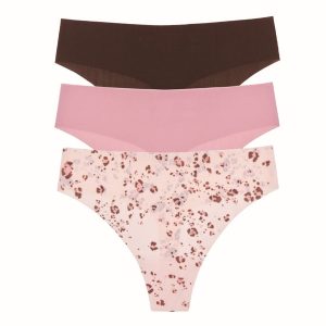Like Nothing Thong 3-Pack in Espresso, Rosy & Powdery Peach Leopard