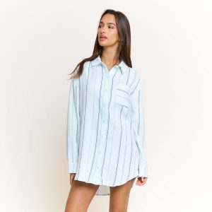 Long Weekend Sleepshirt in Aqua Southwest Stripe