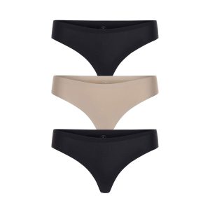 Skinz Thong 3-Pack in Black/Nude/Black