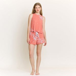 Star Seeker Tank Shortie Set in Coral Blush Stars